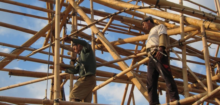 Building a bamboo school